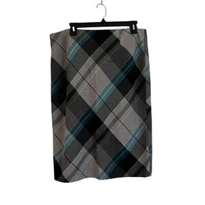 R.Q.T. Pencil skirt turquoise grey plaid size 12